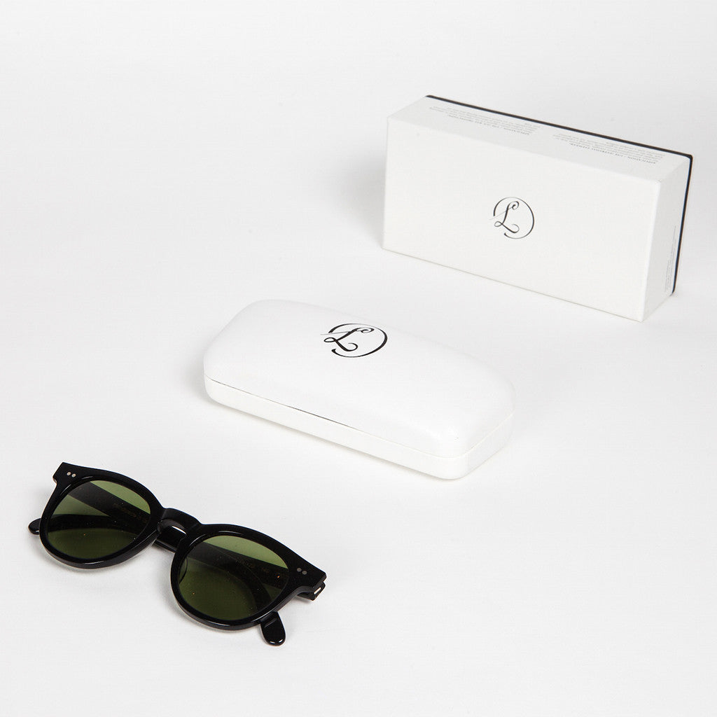 Black Sunglasses "NOBLESSE OBLIGE" with Green Lenses